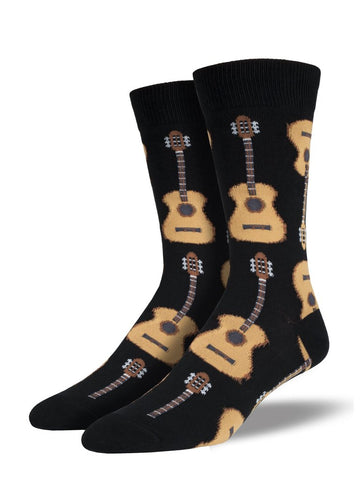 Acoustic Guitar (Black) Men's Crew Socks