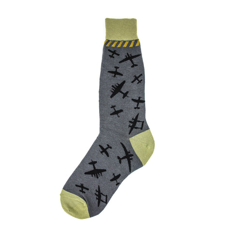 Airplane (Grey) Men's Crew Socks