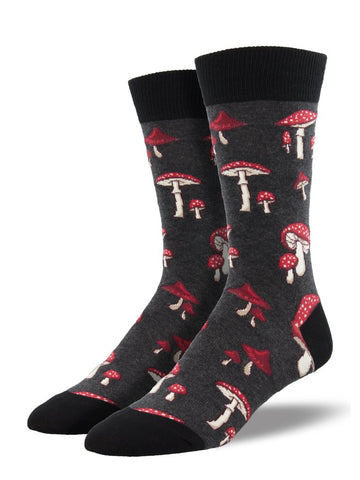 Pretty Fly For A Fungi (Charcoal) Men's Crew Socks