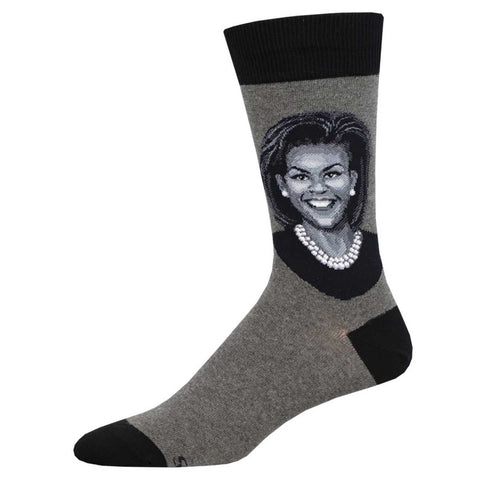 First Lady, Michelle Obama (Charcoal) Men's Crew Socks