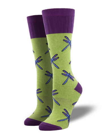 Dragonflies (Green) Unisex Boot Sock S/M