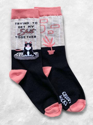 Trying To Get My Sh*t Together, Cat Women's Crew Socks