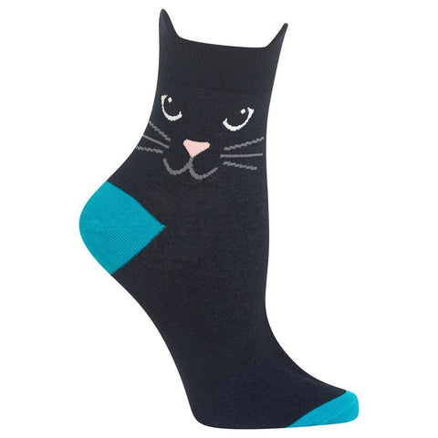Black Cat 3D Ears Women's Ankle Socks