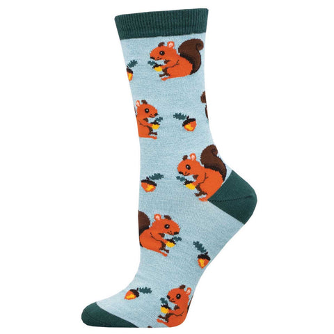 Nuts For Squirrels (Blue) Women's Bamboo Crew