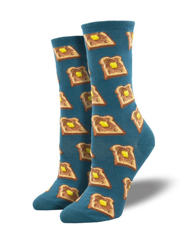 Buttered Toast (Teal) Women’s Crew Socks