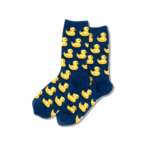 Release The Quacken, Rubber Ducks (Navy) Women's Crew Socks