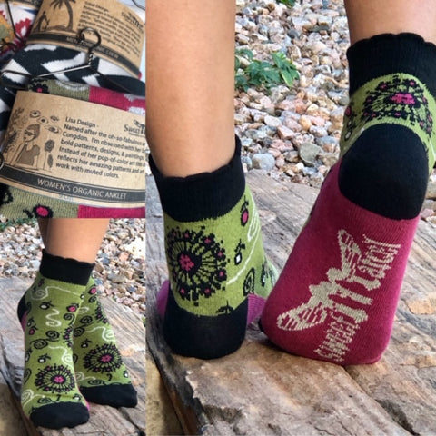 Lisa (Green Fuchsia) Anklet Sock