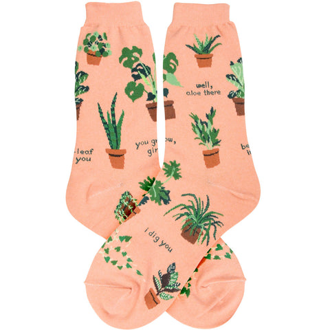 Plant Lady (Coral) Women's Crew Socks