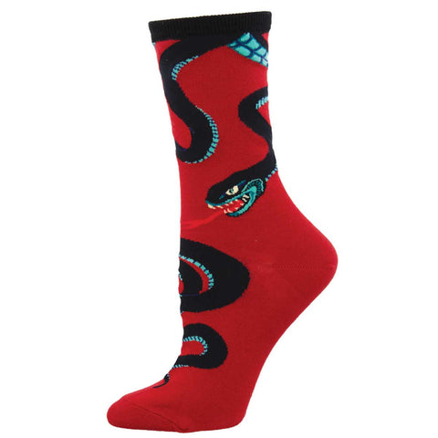 Slither Me Timbers, Snakes (Red) Women's Crew Sock