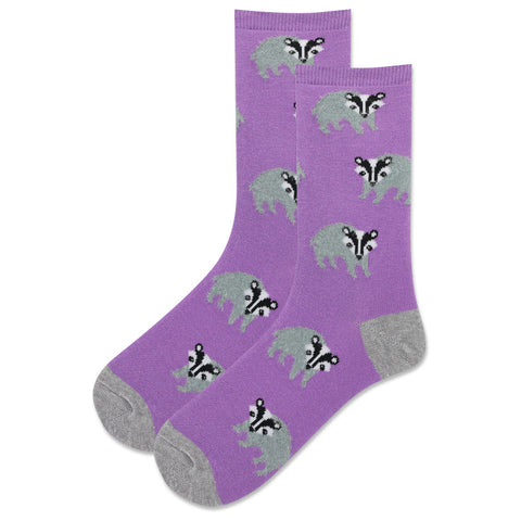 Fuzzy Badgers (Purple) Women's Crew Socks