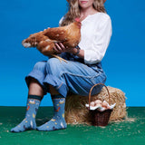 Chickens (Slate Blue) Women's Crew Socks