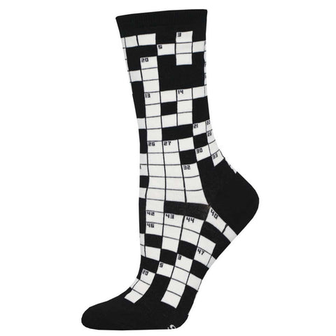 Sunday Crossword (Black) Women's Crew Socks