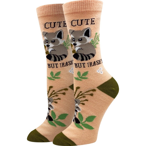 Cute But Trashy, Raccoon Women's Crew Socks