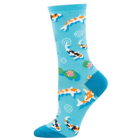 Every Now and Zen, Koi Fish (Blue) Women's Crew Socks