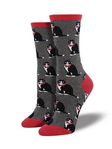 Tuxedo Cat (Grey) Women’s Crew Socks