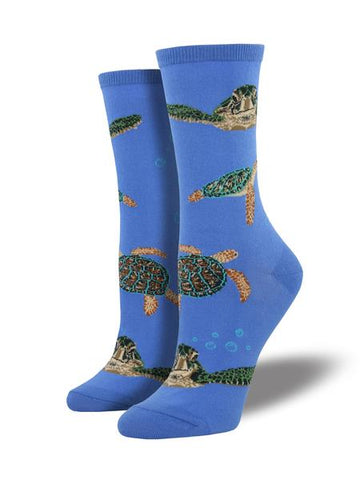Sea Turtles (Periwinkle) Women's Crew Socks